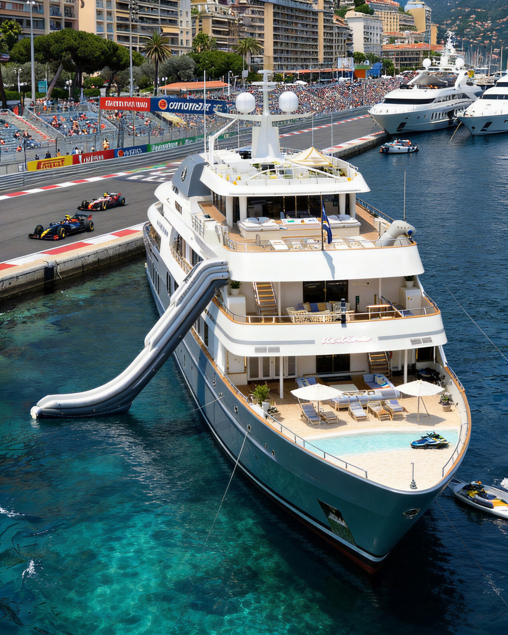 Luxury yacht pool deck